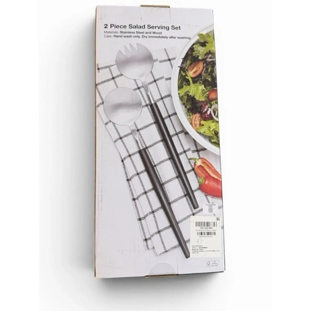 The Cellar 2-Pc. Wood & Metal Salad Server Set